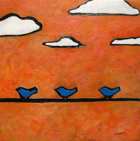 Birds on a Wire 12"x12" Acrylic Sold