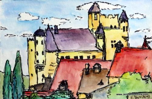 Baynac Castle 5"x7" Watercolor  SOLD