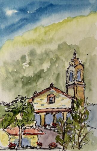 Chapel, 4x6 Watercolor, $50