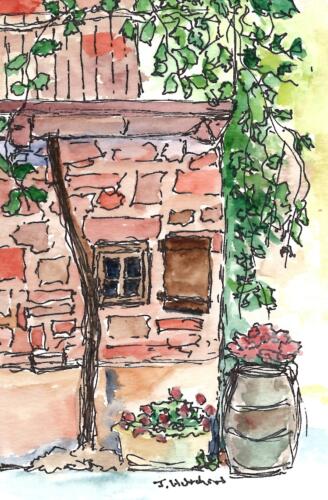 Vin & Vines, 4x6 Watercolor, $50