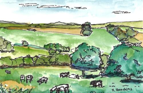 Evening Grazing, 4x6 Watercolor, $50