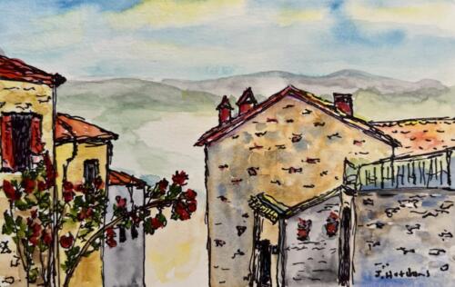 Italian Rooftops, 4x6 Watercolor, $50