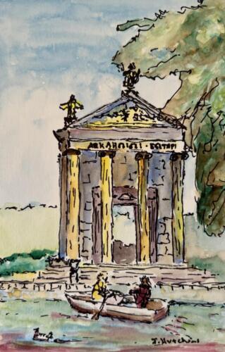 Roman Waters, 4x6 Watercolor, $50